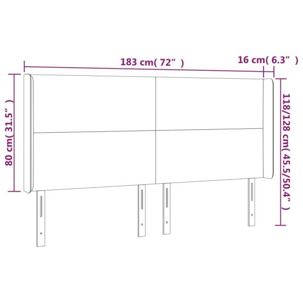 LED Kopfteil Cappuccino-Braun 183x16x118/128cm Kunstleder