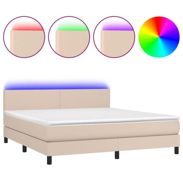 Boxspringbett mit Matratze & LED Cappuccino-Braun 180x200cm