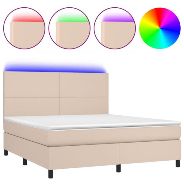 Boxspringbett mit Matratze & LED Cappuccino-Braun 180x200cm