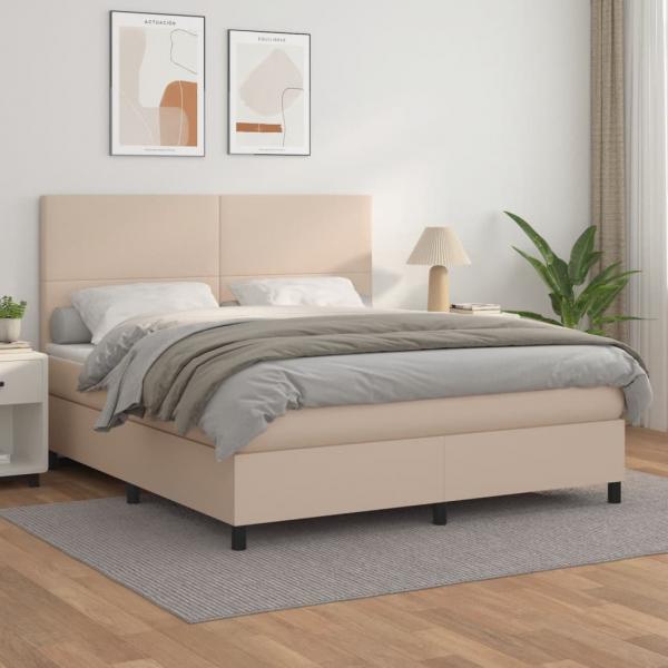 ARDEBO.de - Boxspringbett Matratze Cappuccino-Braun 180x200 cm Kunstleder