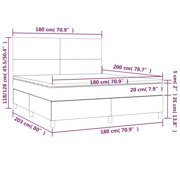 Boxspringbett Matratze Cappuccino-Braun 180x200 cm Kunstleder