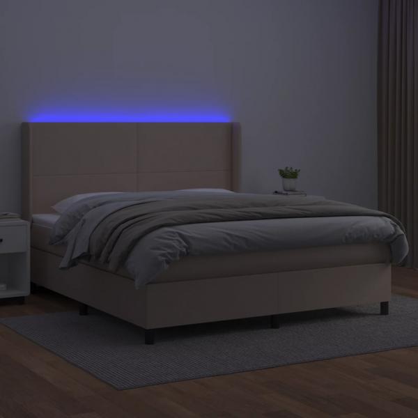 Boxspringbett mit Matratze & LED Cappuccino-Braun 180x200cm