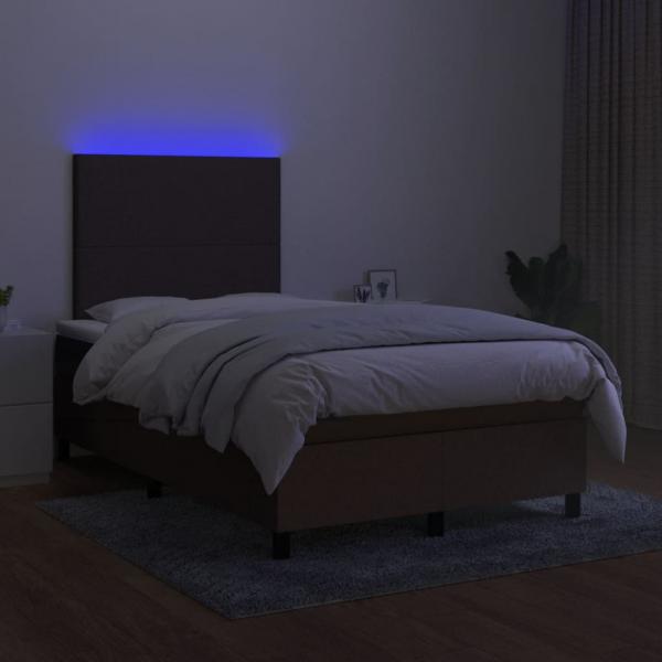 Boxspringbett mit Matratze & LED Dunkelbraun 120x200 cm Stoff