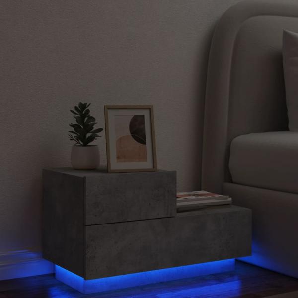 ARDEBO.de - Nachttisch mit LED-Leuchten Betongrau 70x36x40,5 cm