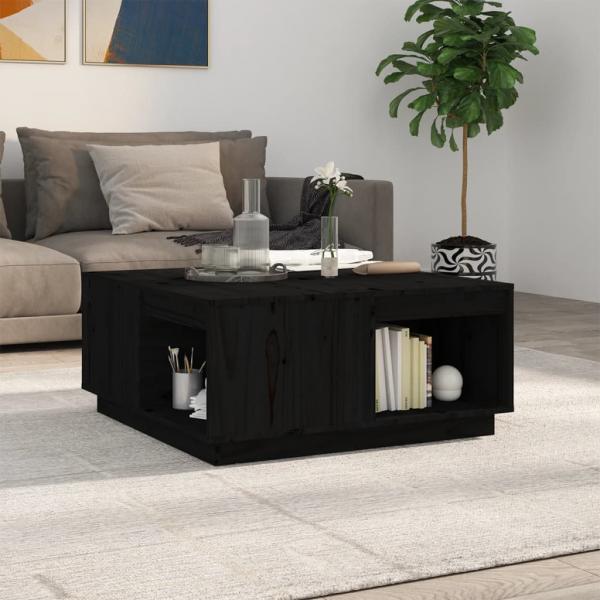 ARDEBO.de - Couchtisch Schwarz 80x81x36,5 cm Massivholz Kiefer