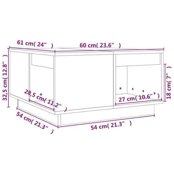 Couchtisch Weiß 60x61x32,5 cm Massivholz Kiefer