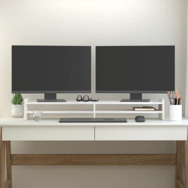 Monitorständer Weiß 100x27x15 cm Massivholz Kiefer