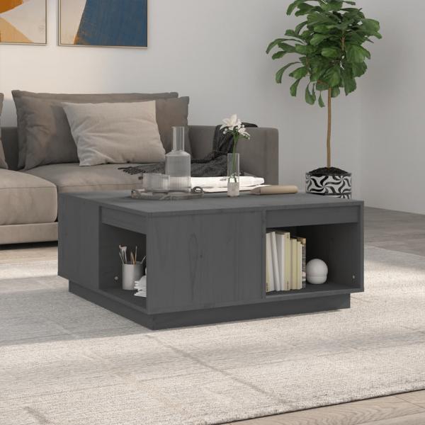 ARDEBO.de - Couchtisch Grau 80x81x36,5 cm Massivholz Kiefer