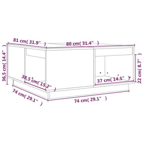 Couchtisch Grau 80x81x36,5 cm Massivholz Kiefer