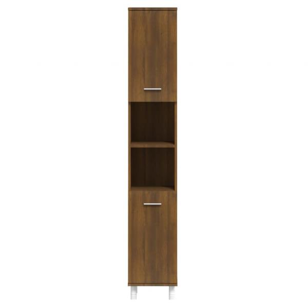 Badschrank Braun Eichen-Optik 30x30x179 cm Holzwerkstoff