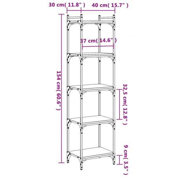 Bücherregal 5 Böden Sonoma-Eiche 40x30x154 cm Holzwerkstoff