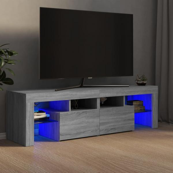 ARDEBO.de - TV-Schrank mit LED-Leuchten Grau Sonoma 140x36,5x40 cm