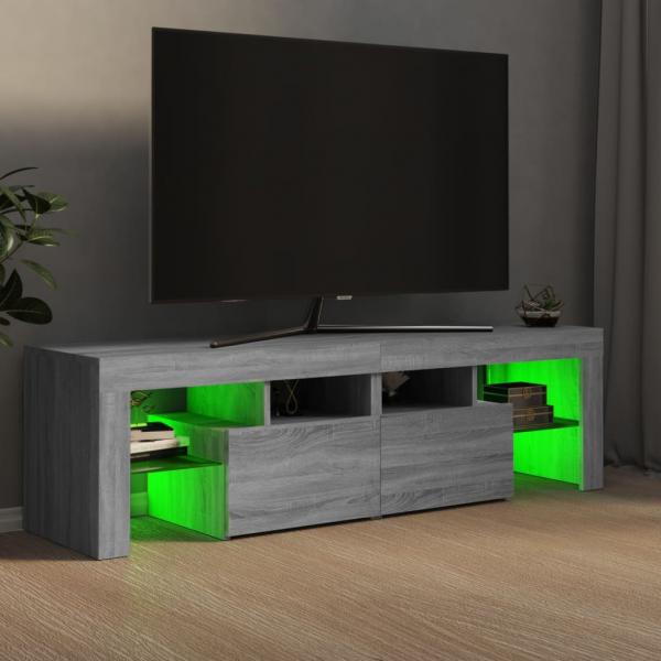 TV-Schrank mit LED-Leuchten Grau Sonoma 140x36,5x40 cm