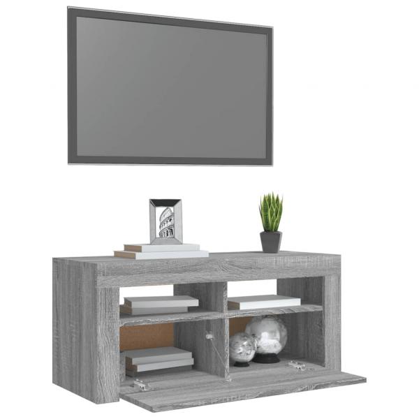 TV-Schrank mit LED-Leuchten Grau Sonoma 90x35x40 cm