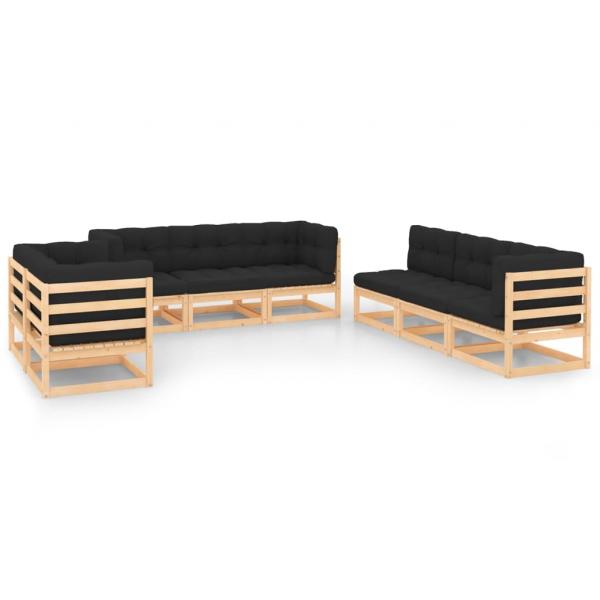 ARDEBO.de - 8-tlg. Garten-Lounge-Set mit Kissen Massivholz Kiefer