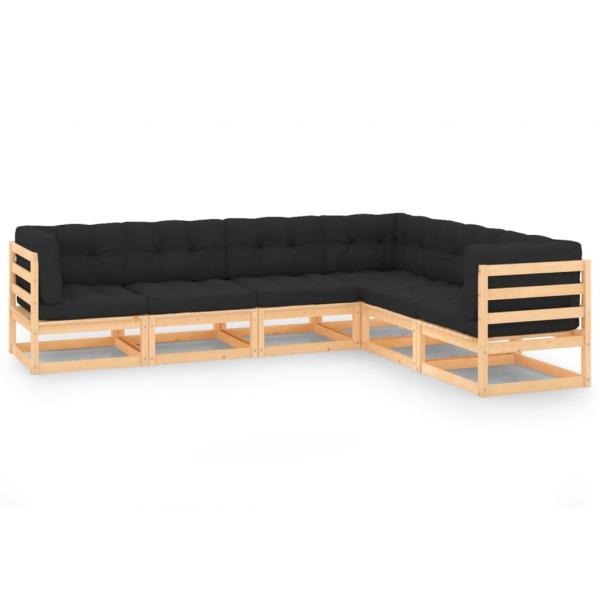 ARDEBO.de - 6-tlg. Garten-Lounge-Set mit Kissen Massivholz Kiefer