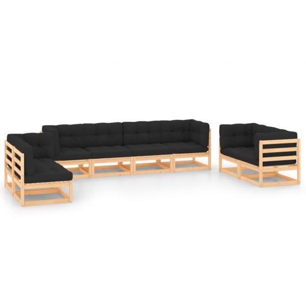 ARDEBO.de - 8-tlg. Garten-Lounge-Set mit Kissen Massivholz Kiefer