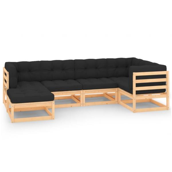 ARDEBO.de - 6-tlg. Garten-Lounge-Set mit Kissen Massivholz Kiefer