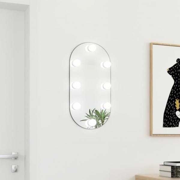 ARDEBO.de - Spiegel mit LED-Leuchten 60x30 cm Glas Oval