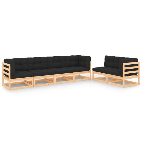 ARDEBO.de - 6-tlg. Garten-Lounge-Set mit Kissen Massivholz Kiefer