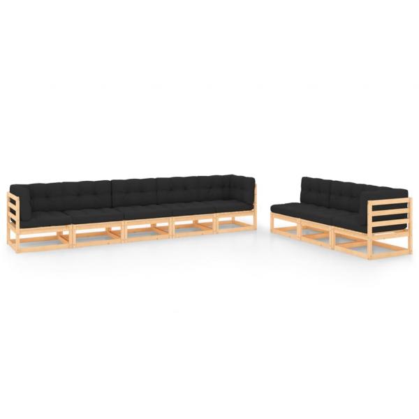 ARDEBO.de - 8-tlg. Garten-Lounge-Set mit Kissen Massivholz Kiefer