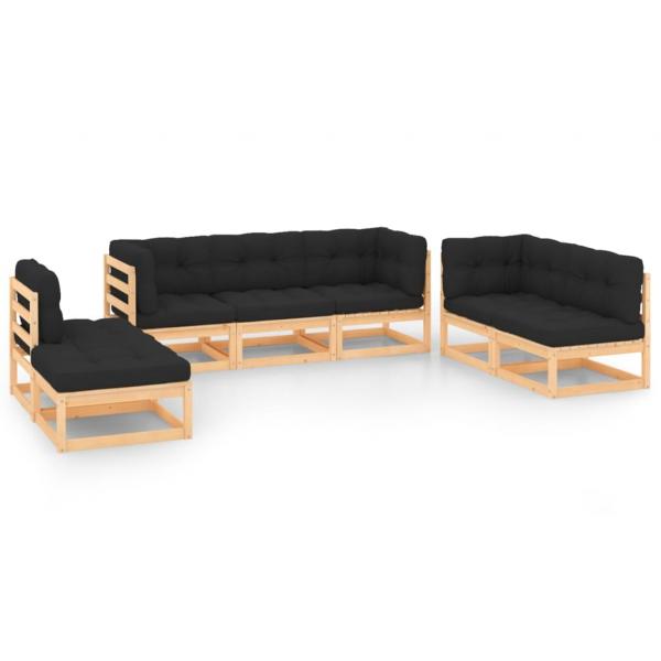 ARDEBO.de - 7-tlg. Garten-Lounge-Set mit Kissen Massivholz Kiefer