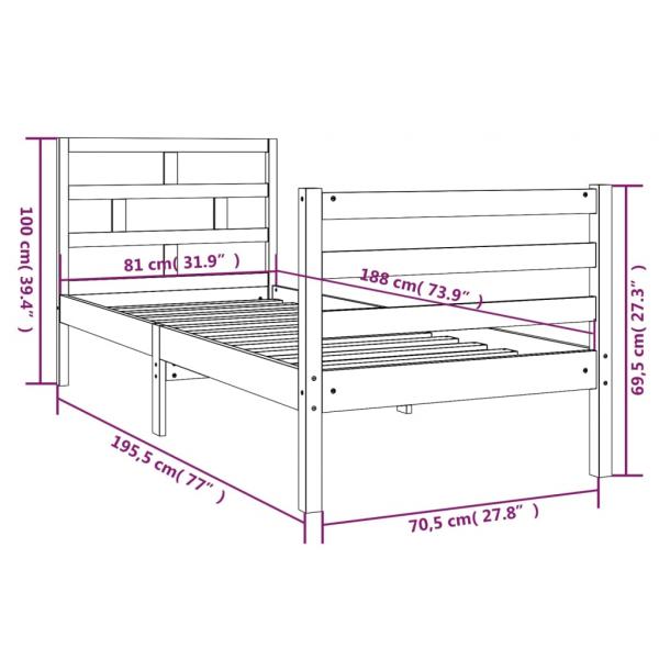 Massivholzbett 75x190 cm