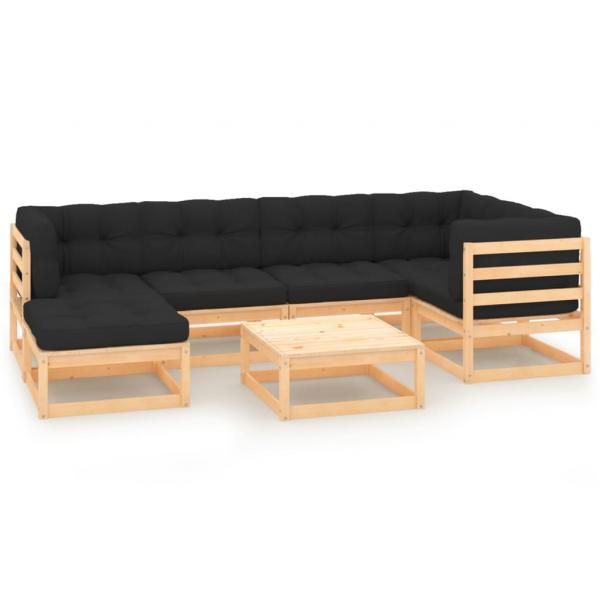 ARDEBO.de - 7-tlg. Garten-Lounge-Set mit Kissen Massivholz Kiefer