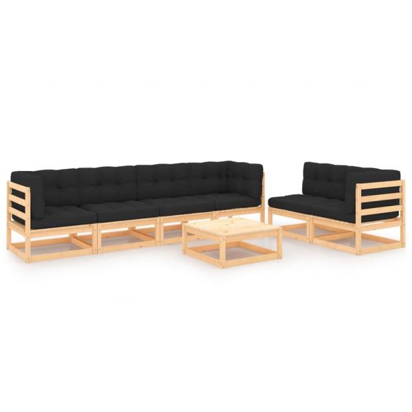 ARDEBO.de - 7-tlg. Garten-Lounge-Set mit Kissen Massivholz Kiefer