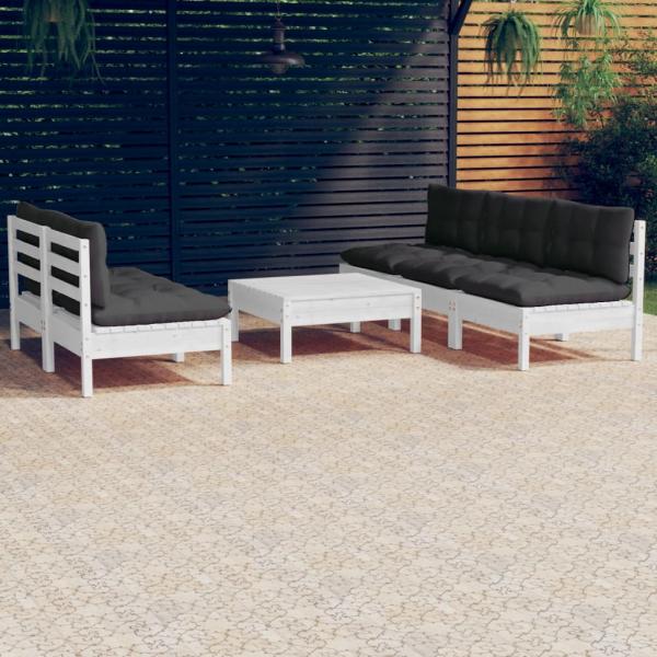 ARDEBO.de - 6-tlg. Garten-Lounge-Set mit Anthrazit Kissen Kiefernholz