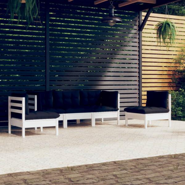 ARDEBO.de - 5-tlg. Garten-Lounge-Set mit Kissen Kiefer Massivholz