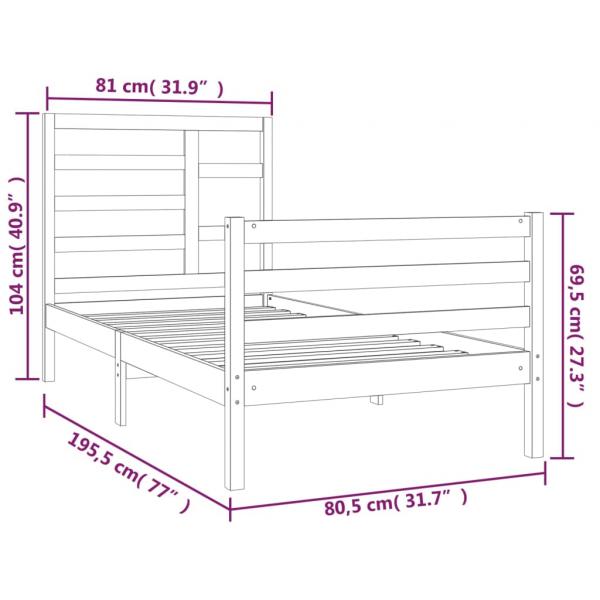 Massivholzbett Weiß 75x190 cm