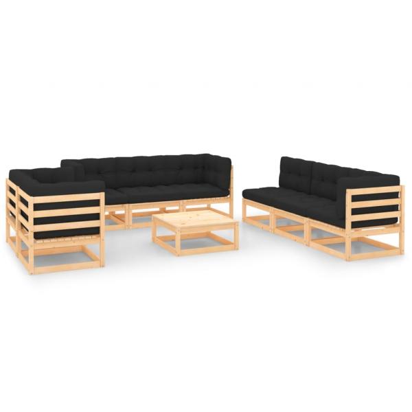 ARDEBO.de - 9-tlg. Garten-Lounge-Set mit Kissen Massivholz Kiefer