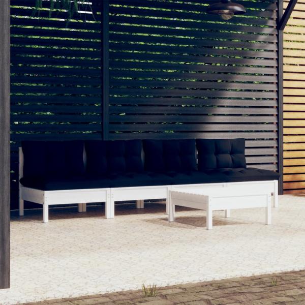 ARDEBO.de - 5-tlg. Garten-Lounge-Set mit Anthrazit Kissen Kiefernholz