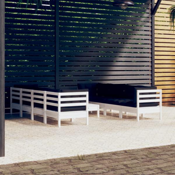 ARDEBO.de - 9-tlg. Garten-Lounge-Set mit Kissen Kiefer Massivholz