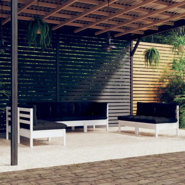 ARDEBO.de - 7-tlg. Garten-Lounge-Set mit Kissen Kiefer Massivholz