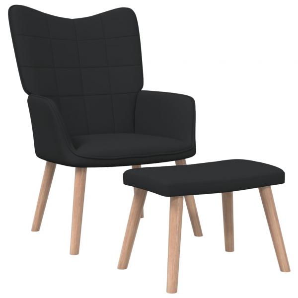 ARDEBO.de - Relaxsessel mit Hocker Schwarz Stoff