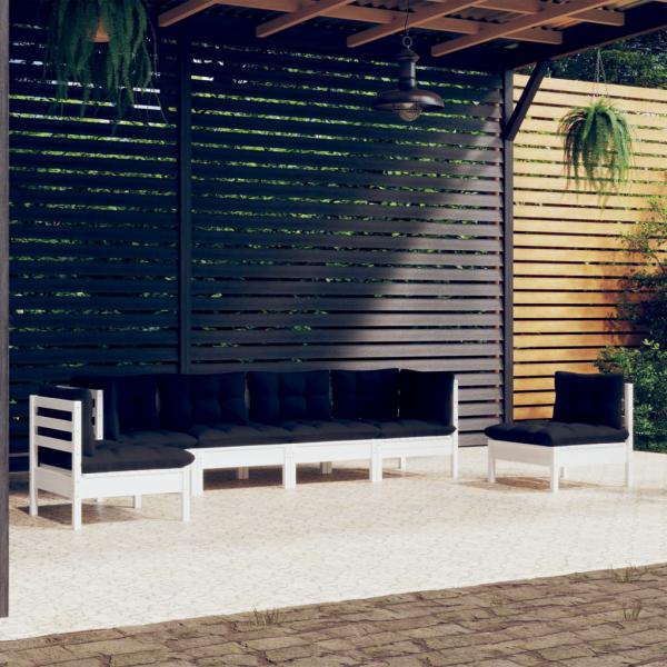 ARDEBO.de - 6-tlg. Garten-Lounge-Set mit Kissen Kiefer Massivholz