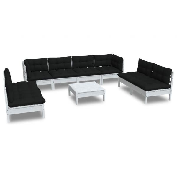 9-tlg. Garten-Lounge-Set mit Kissen Kiefer Massivholz