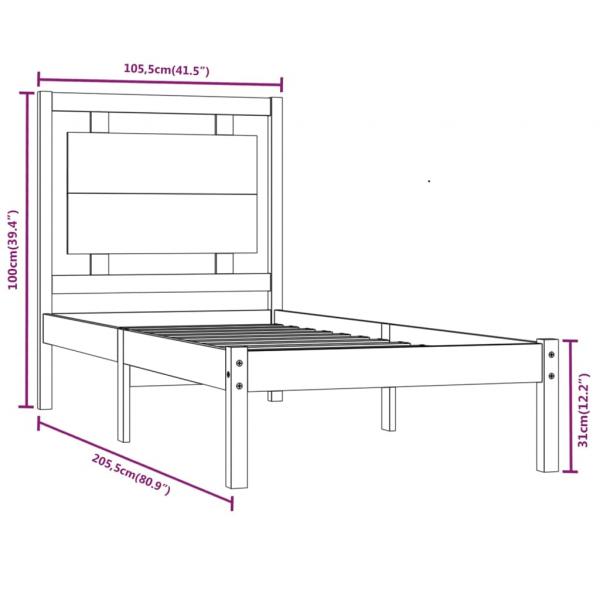 Massivholzbett Weiß 100x200 cm