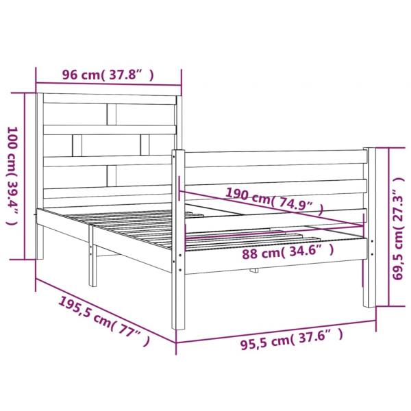 Massivholzbett 90x190 cm