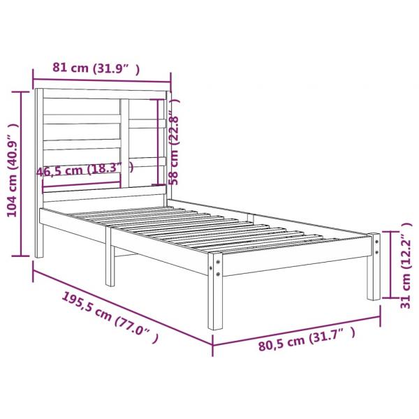 Massivholzbett 75x190 cm