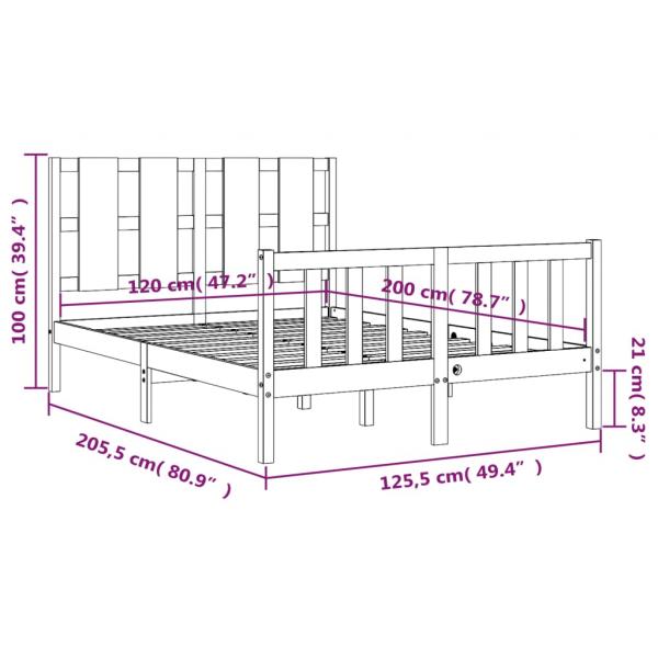 Massivholzbett mit Kopfteil Weiß 120x200 cm