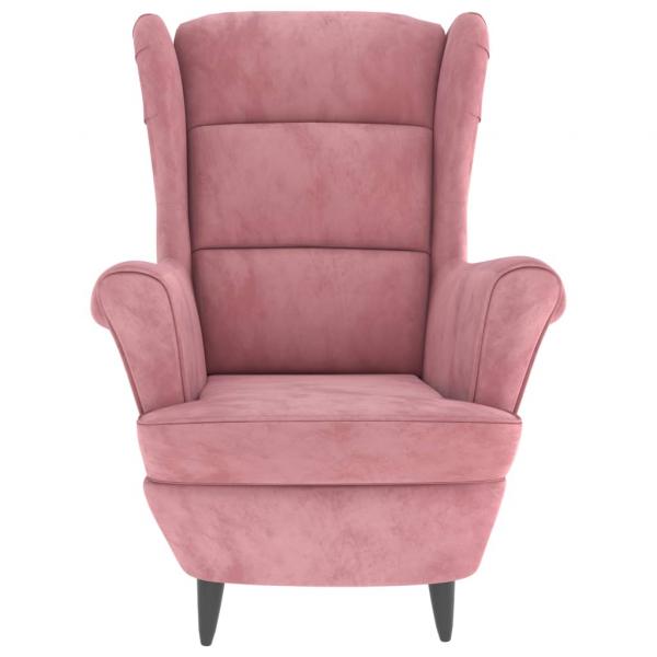 Ohrensessel mit Hocker Rosa Samt