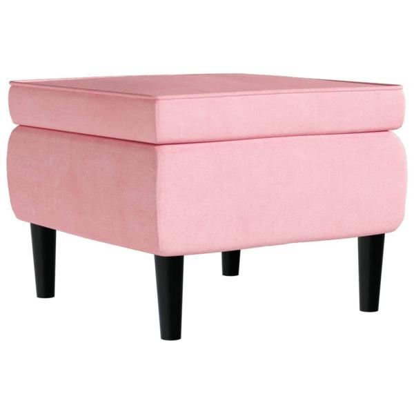 Ohrensessel mit Hocker Rosa Samt