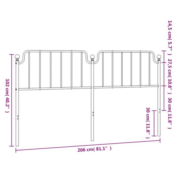 Kopfteil Metall Schwarz 200 cm