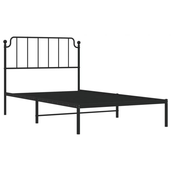 Bettgestell mit Kopfteil Metall Schwarz 107x203 cm