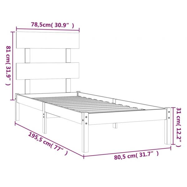 Massivholzbett 75x190 cm