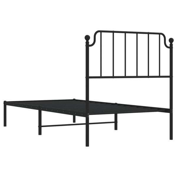 Bettgestell mit Kopfteil Metall Schwarz 90x190 cm