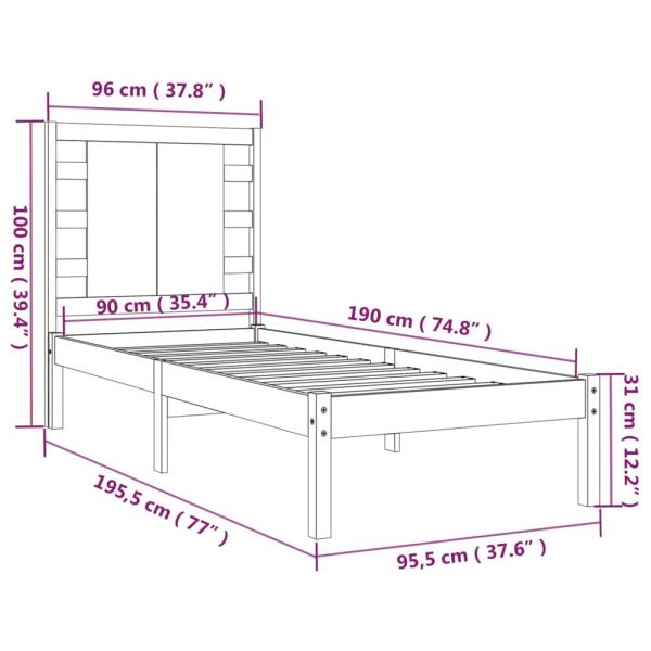 Massivholzbett 90x190 cm